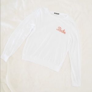 WILDFOX White Plush Babe Pink Jumper Longsleeve T